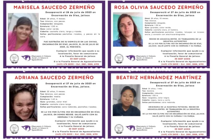 Desaparecen cuatro mujeres en Encarnación de Díaz, Jalisco