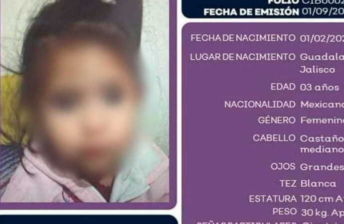 Detienen en Jalisco al presunto feminicida de Kailani, una niña de 3 años