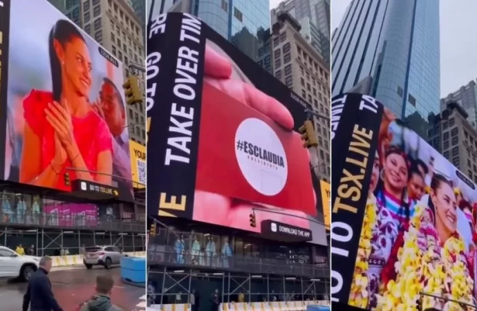 Claudia Sheinbaum llega hasta el Times Square