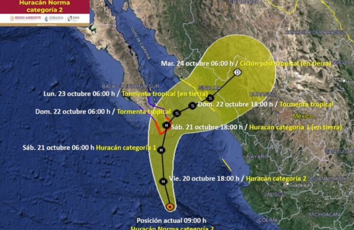 Efectos de huracán Norma llegarán a Sinaloa a partir de este viernes