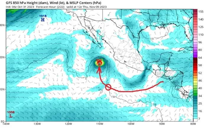 Advierten pronósticos que ciclón Pilar podría enfilar con rumbo hacia Nayarit