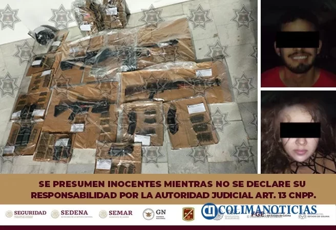 Detiene en Colima a dos personas y asegura arsenal y equipo táctico en Tecomán